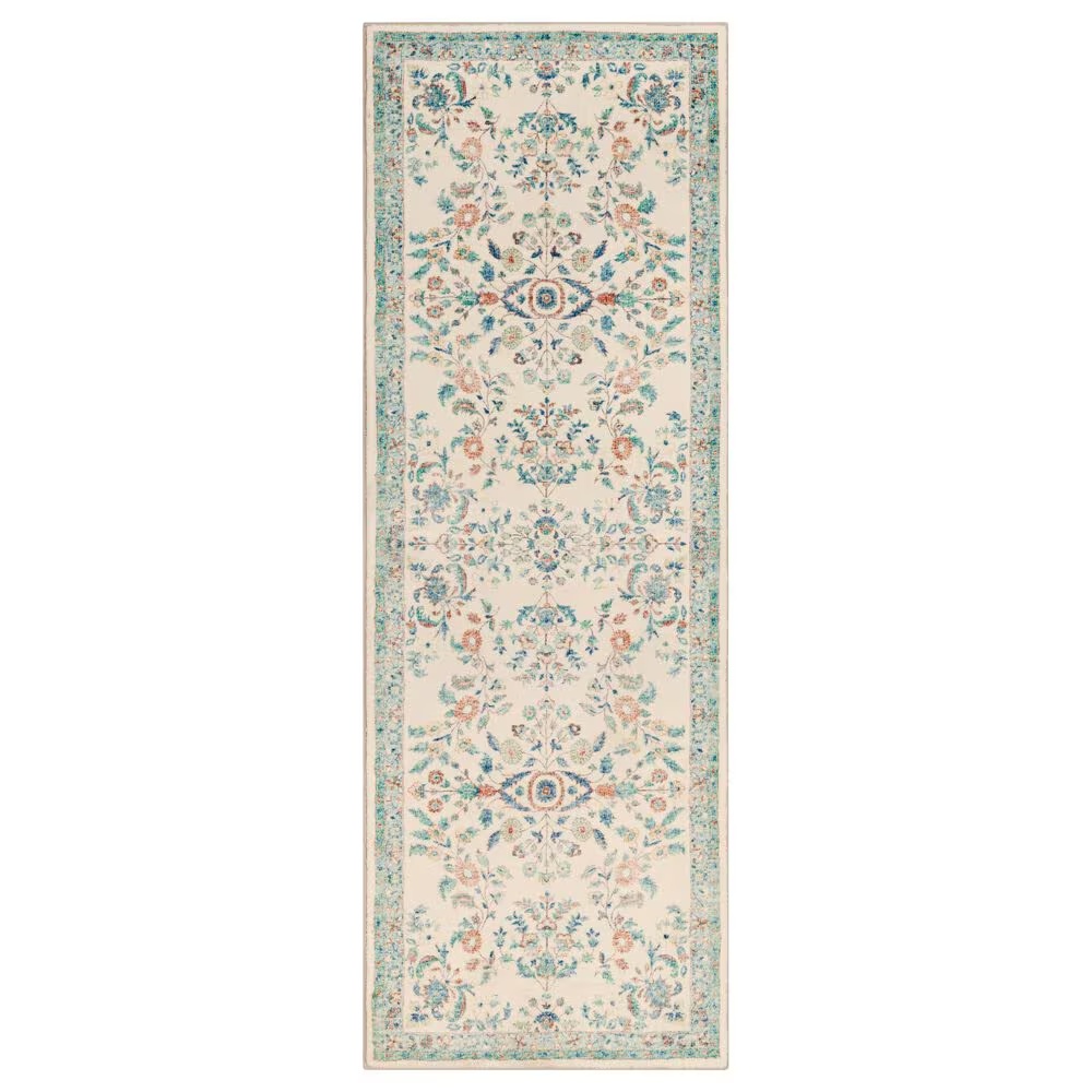 Surya Erin 2'6" x 7'6" Cream, Orange, Denim, Butter and Emerald Runner
