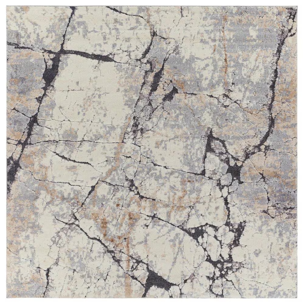 Surya Tuscany TUS-2314 7'10" Square Cream, Khaki, Gray and Charcoal Area Rug