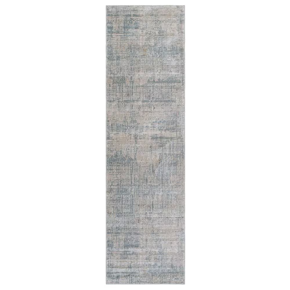 Surya Brunswick 2'7" x 7'3" Dusty Sage, Taupe, Light Gray, White, Pale Blue, Olive and Teal Runner