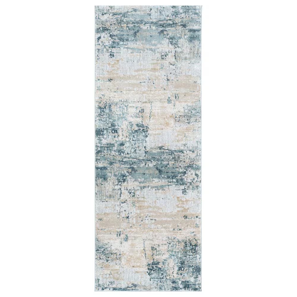 Surya Brunswick 2'7" x 7'3" Sage, Gray, White and Blue Runner
