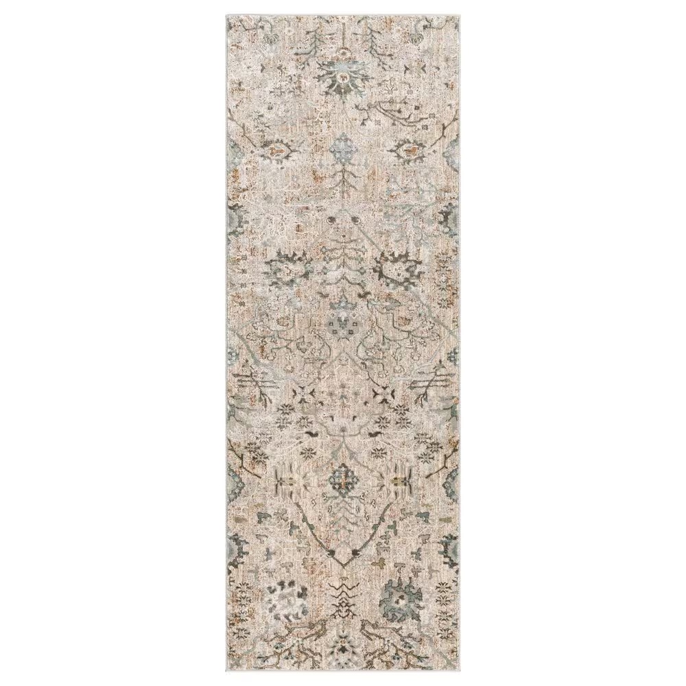 Surya Brunswick 2'7" x 7'3" Ivory, Gray and Green Runner