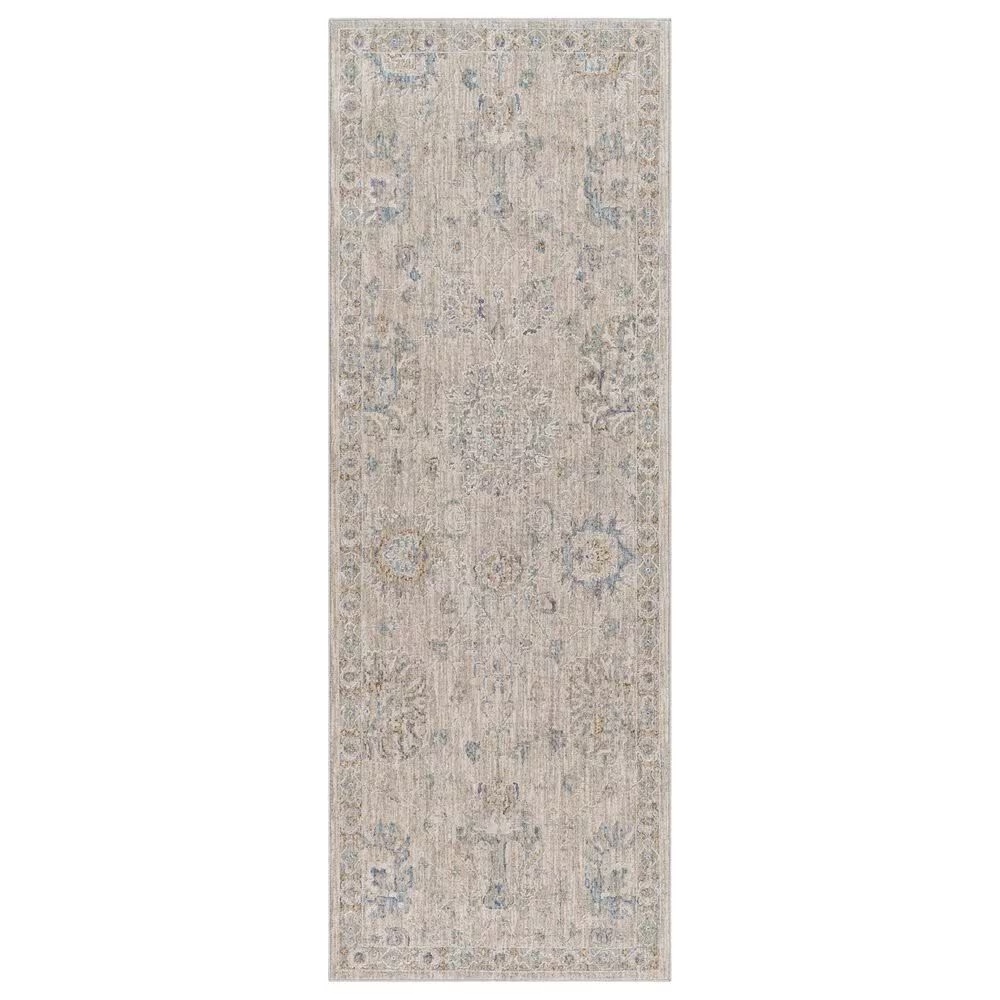 Surya Avant Garde 2'7" x 10' Gray, Beige and Denim Runner