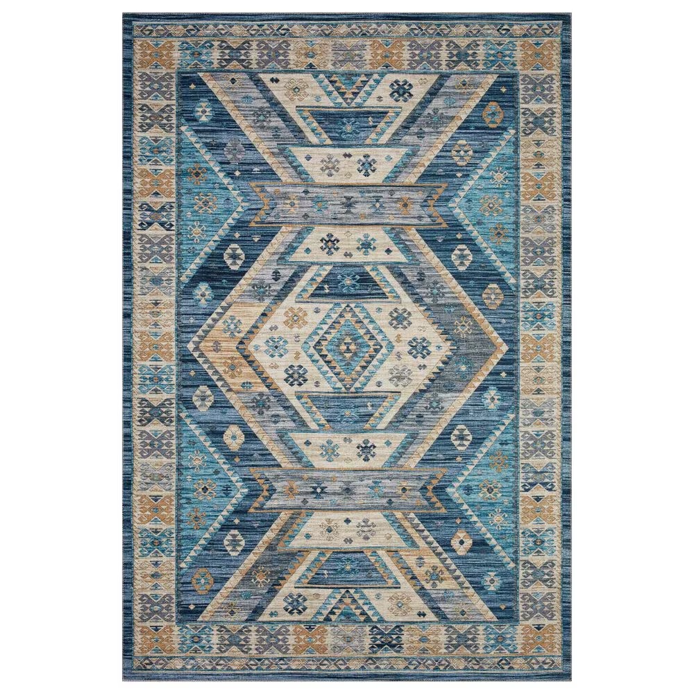 Loloi II Zion ZIO-02 8'6" x 11'6" Ocean and Gold Area Rug