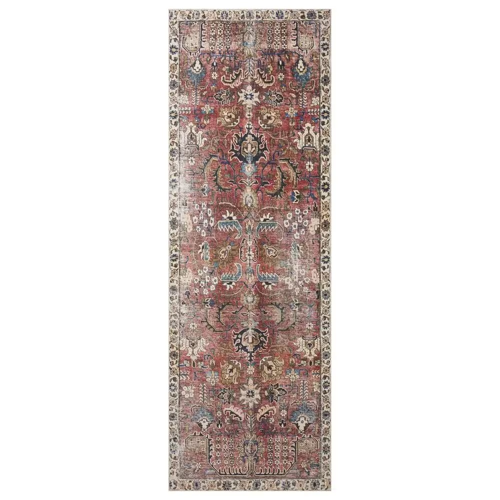 Chris Loves Julia x Loloi Jules 2'6" x 9'6" Merlot and Multicolor Runner