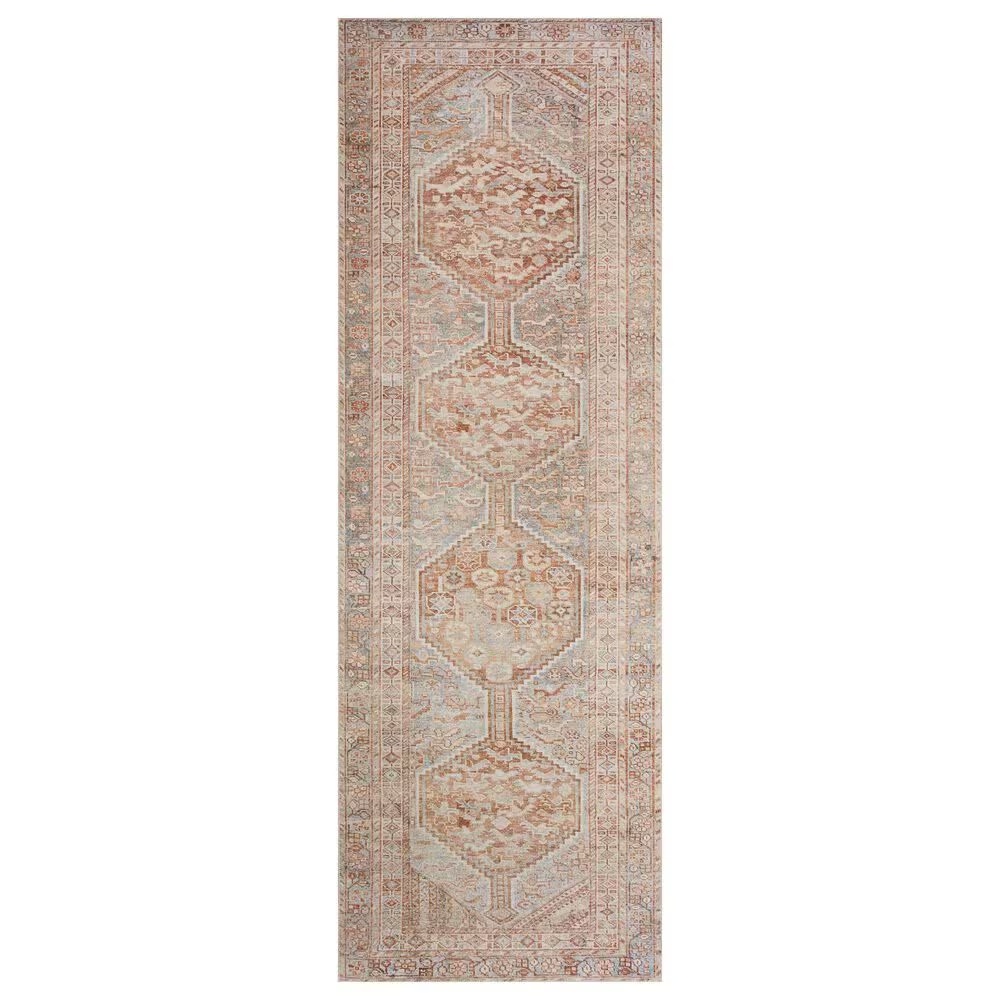 Chris Loves Julia x Loloi Jules 2'6" x 7'6" Tangerine and Mist Runner