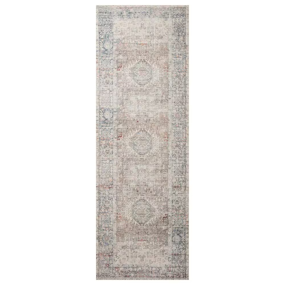 Chris Loves Julia x Loloi Jules 2'6" x 12' Natural and Ocean Runner