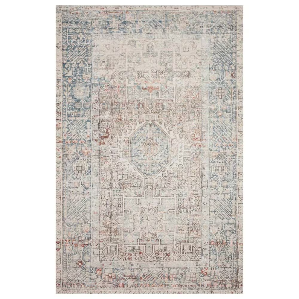 Chris Loves Julia x Loloi Jules 7'6" x 9'6" Natural and Ocean Area Rug
