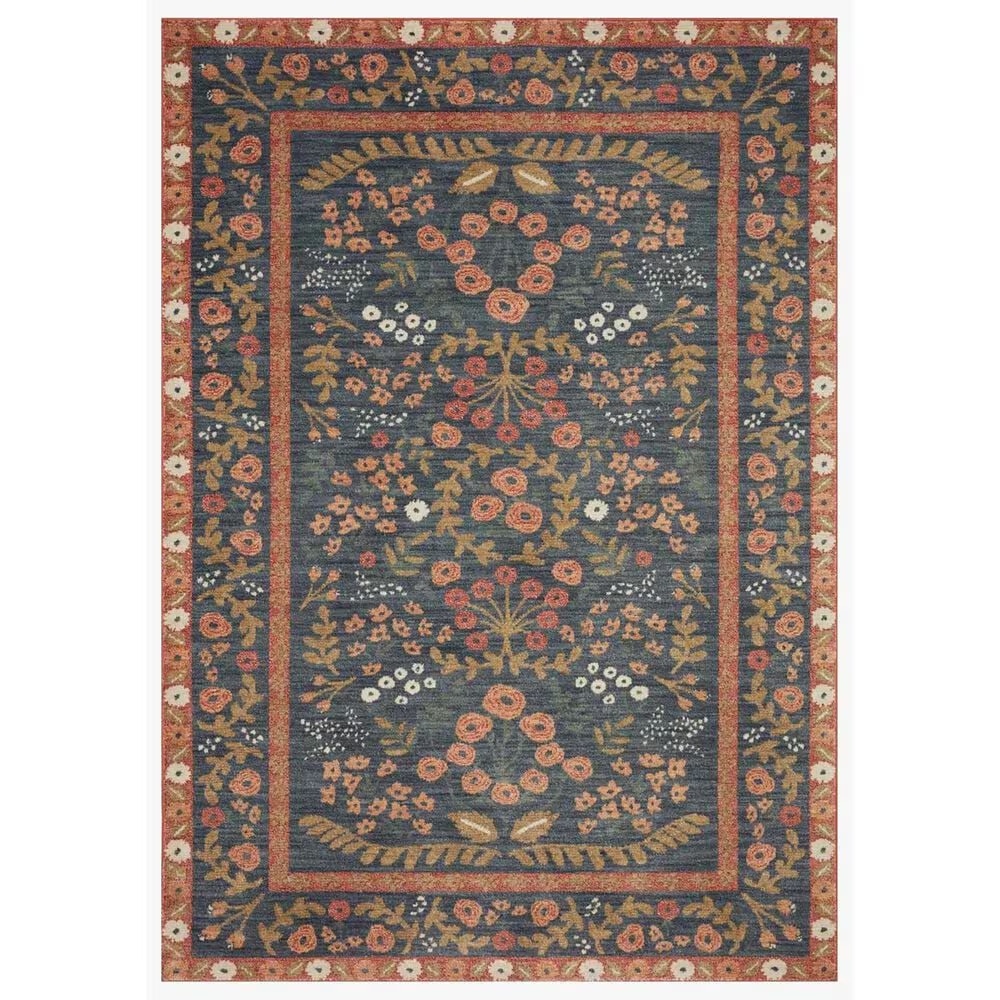 Rifle Paper Co. x Loloi Fiore FIO-01 5' x 7'10" Navy and Rust Area Rug