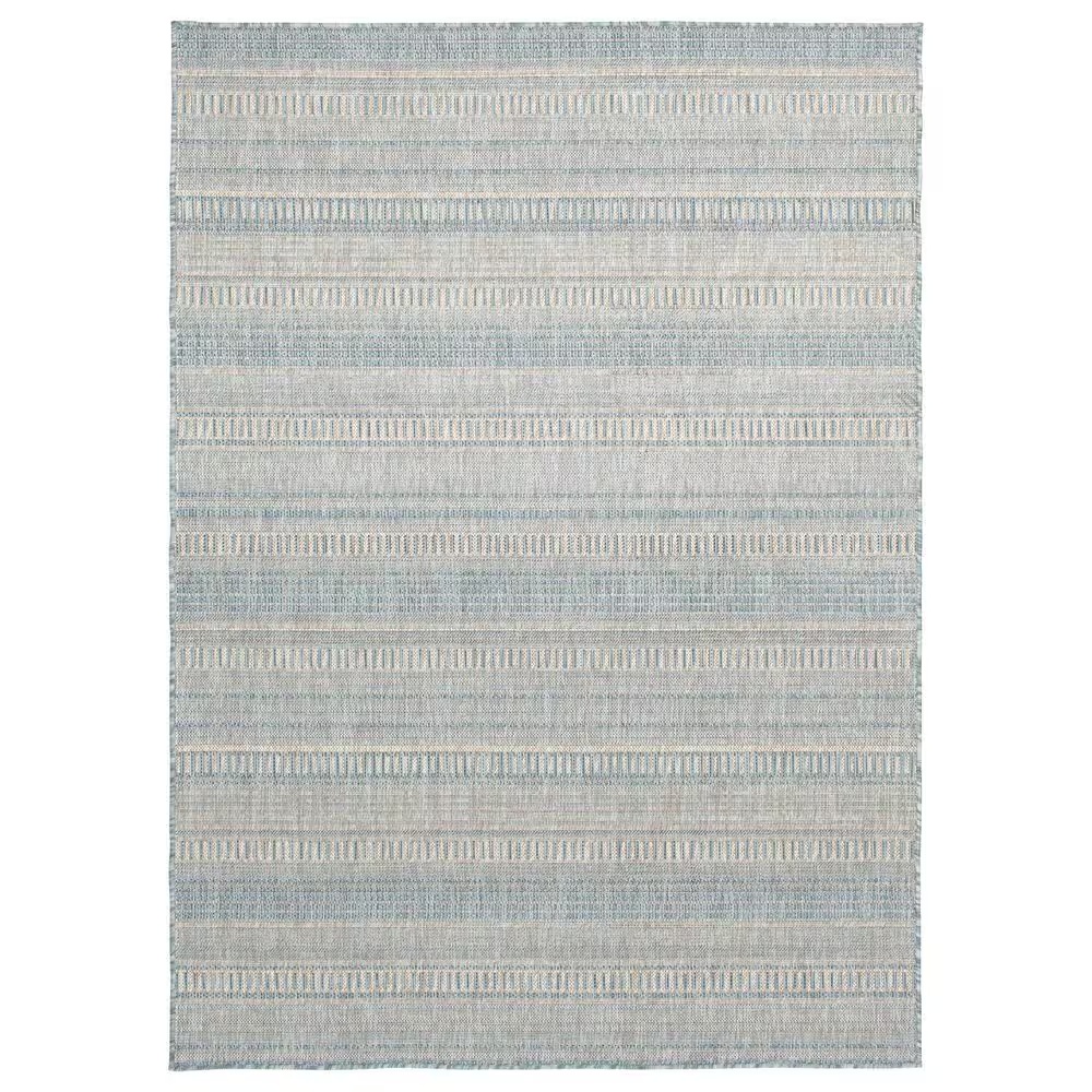 Central Oriental Melbourne Dracus 5' x 7' Vanilla and Lagoon Area Rug