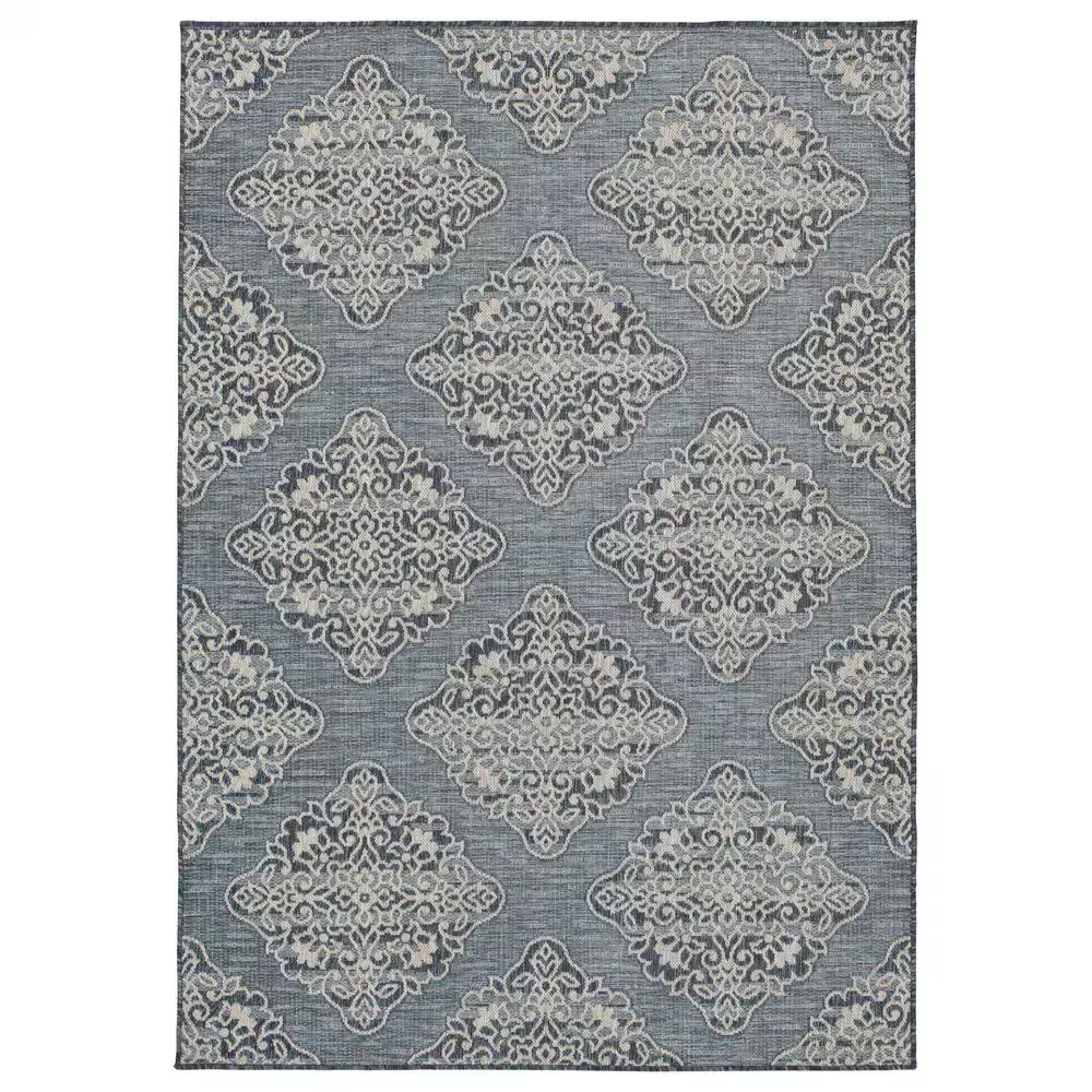 Central Oriental Melbourne Devora 7'10" x 9'10" Lagoon and Vanilla Area Rug