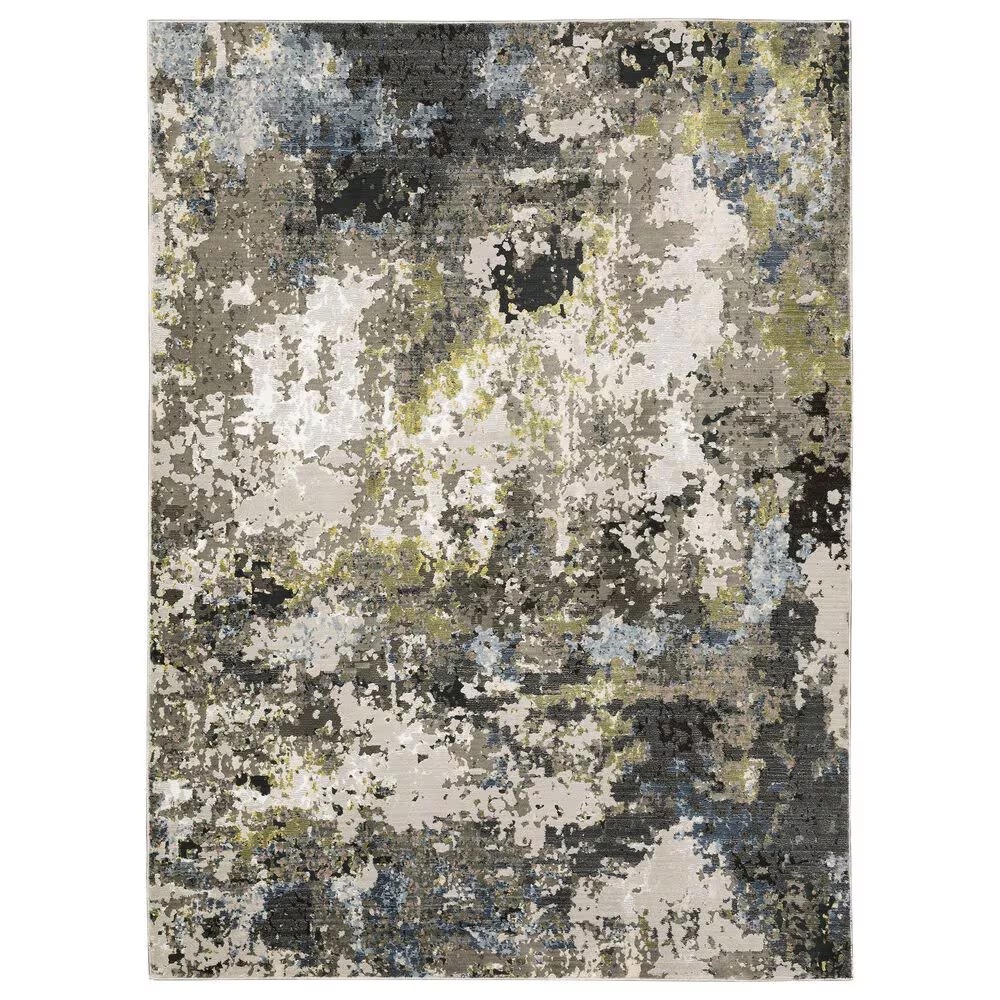 Oriental Weavers Caravan Abstract Painted 9'10" x 12'10" Grey and Green Area Rug