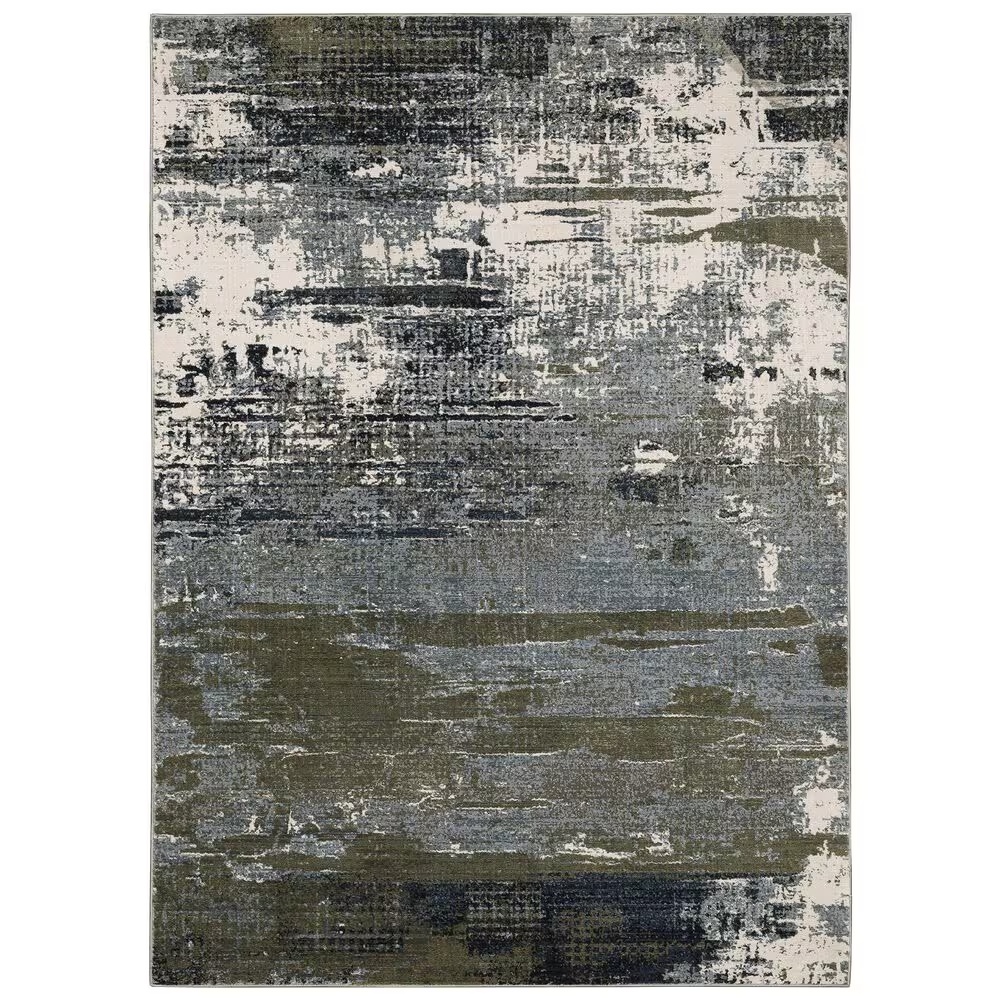 Oriental Weavers Caravan Abstract Mixup 3'3" x 5' Blue and Green Area Rug