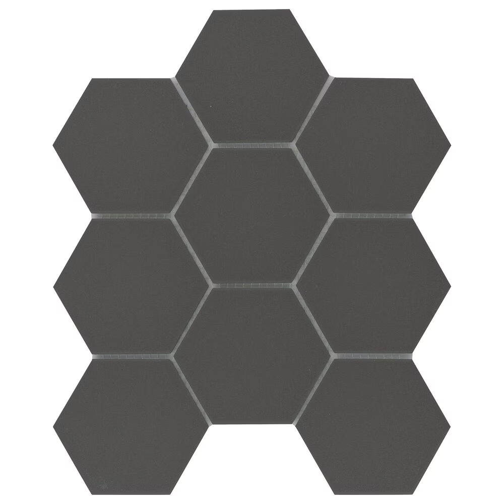 Emser Source Black 3" x 3" Hexagon on 9" x 10" Porcelain Mosaic Sheet