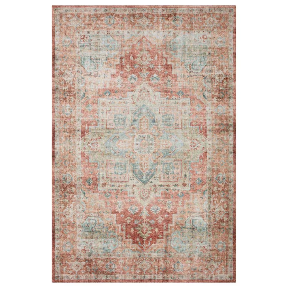 Loloi II Heidi 8'6" x 11'6" Terracotta and Aqua Area Rug