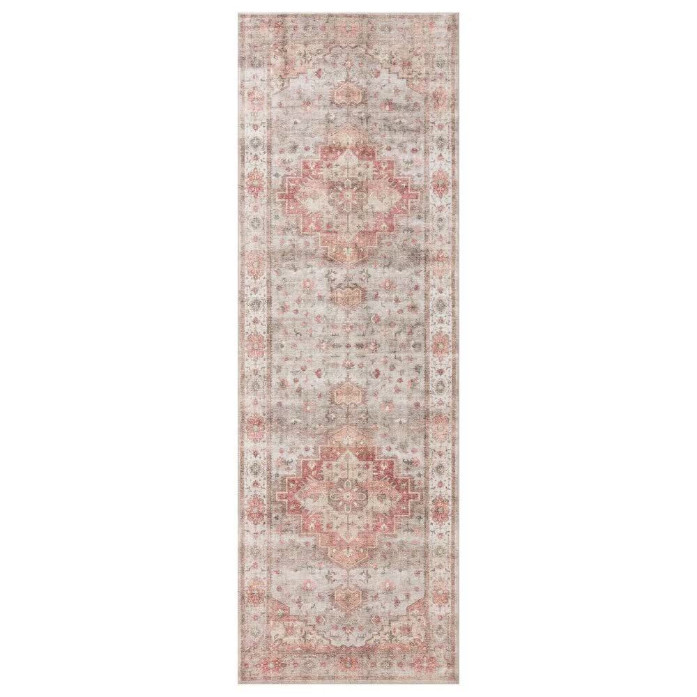 Loloi II Heidi 2'6" x 9'6" Dove and Spice Runner