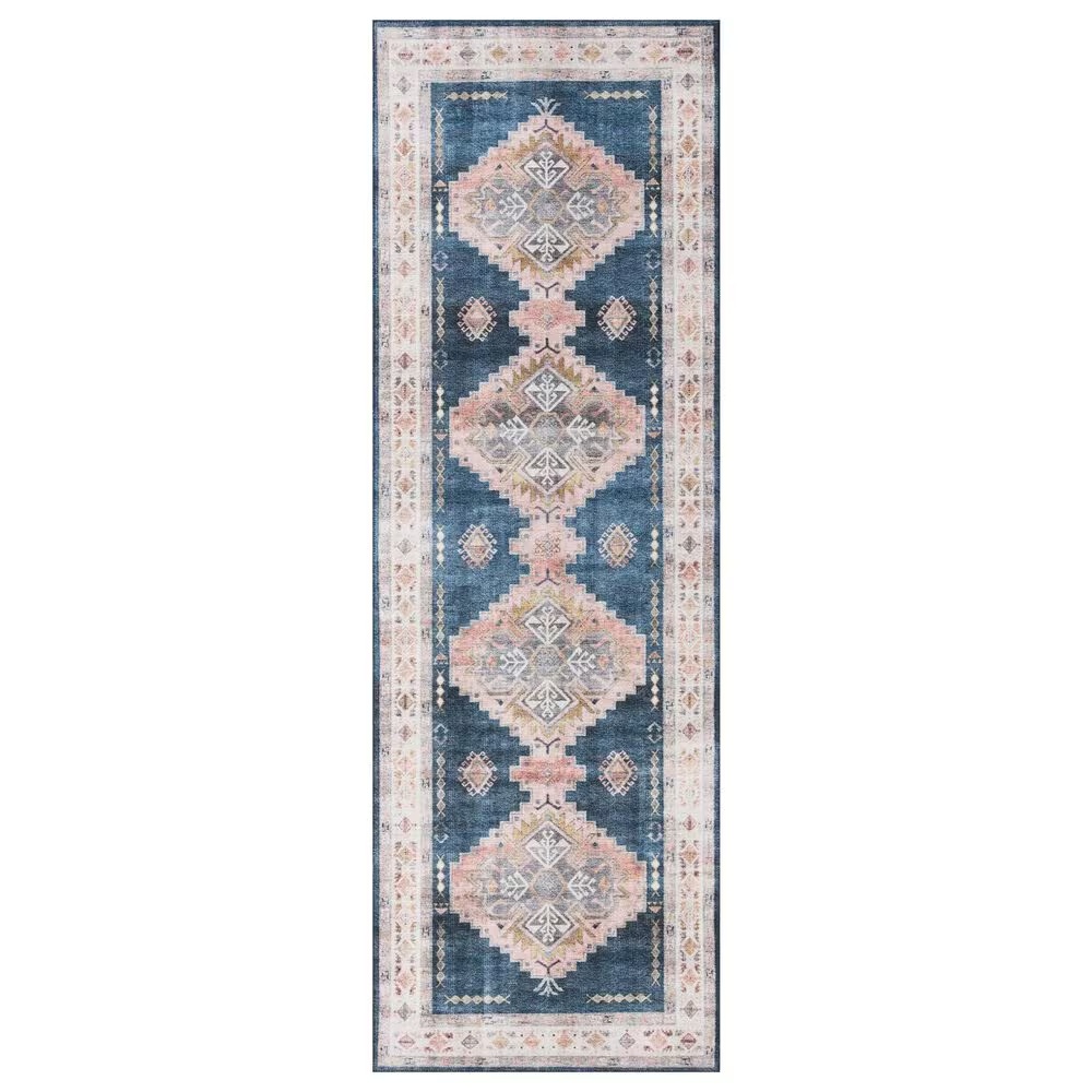 Loloi II Heidi2' x 5' Denim and Blush Area Rug