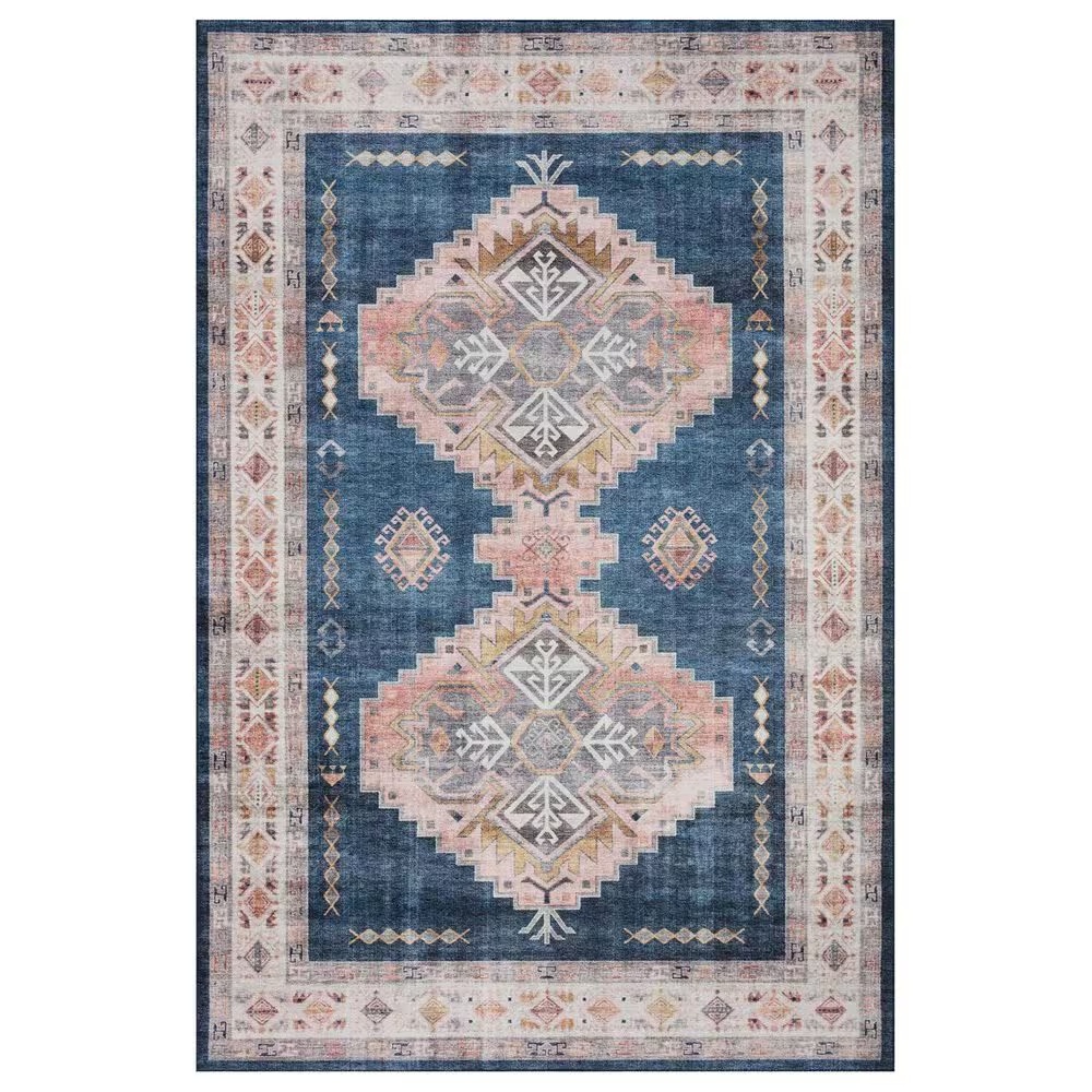 Loloi II Heidi HEI-03 5' x 7'6" Denim and Blush Area Rug