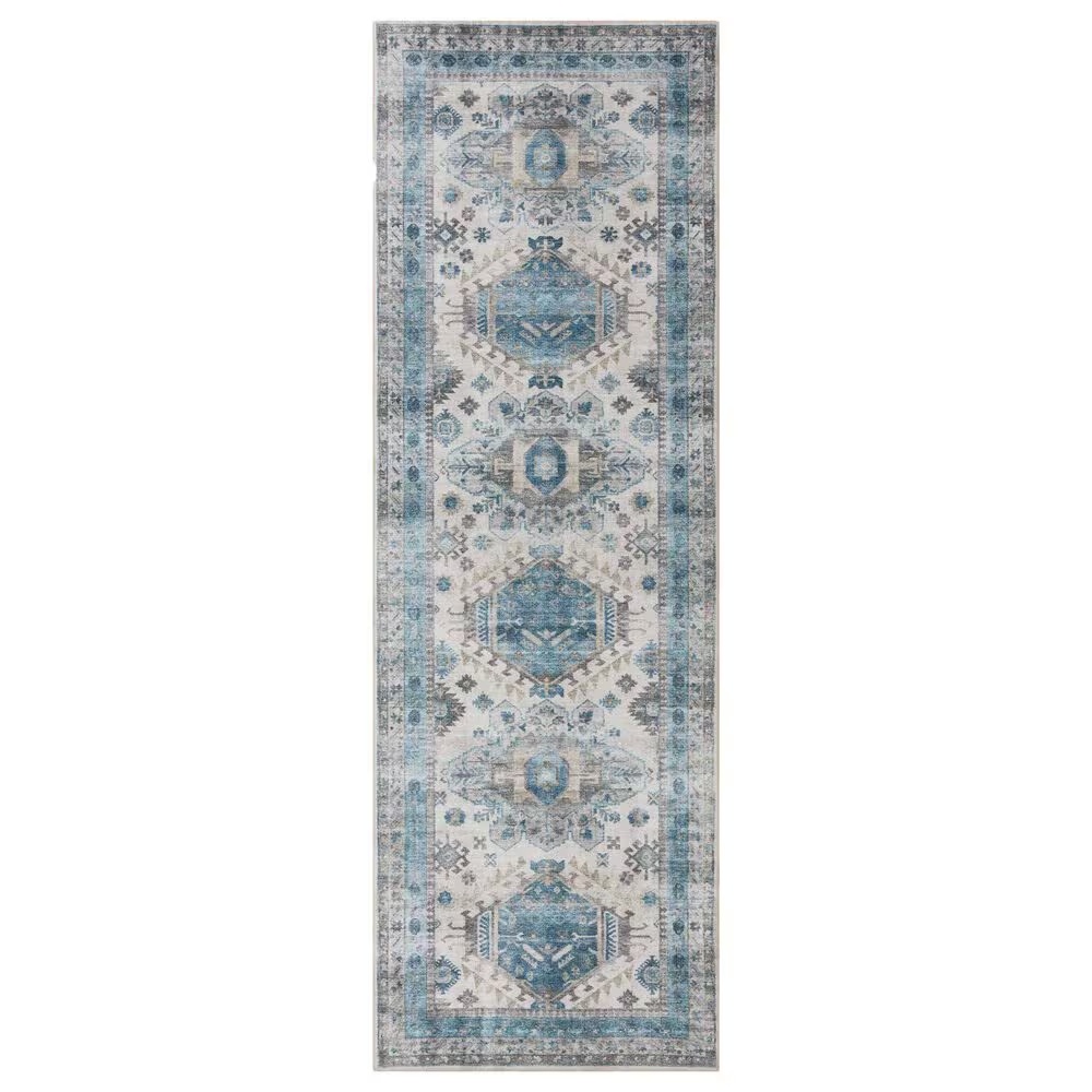 Loloi II Heidi 2'6" x 7'6" Ivory and Ocean Runner
