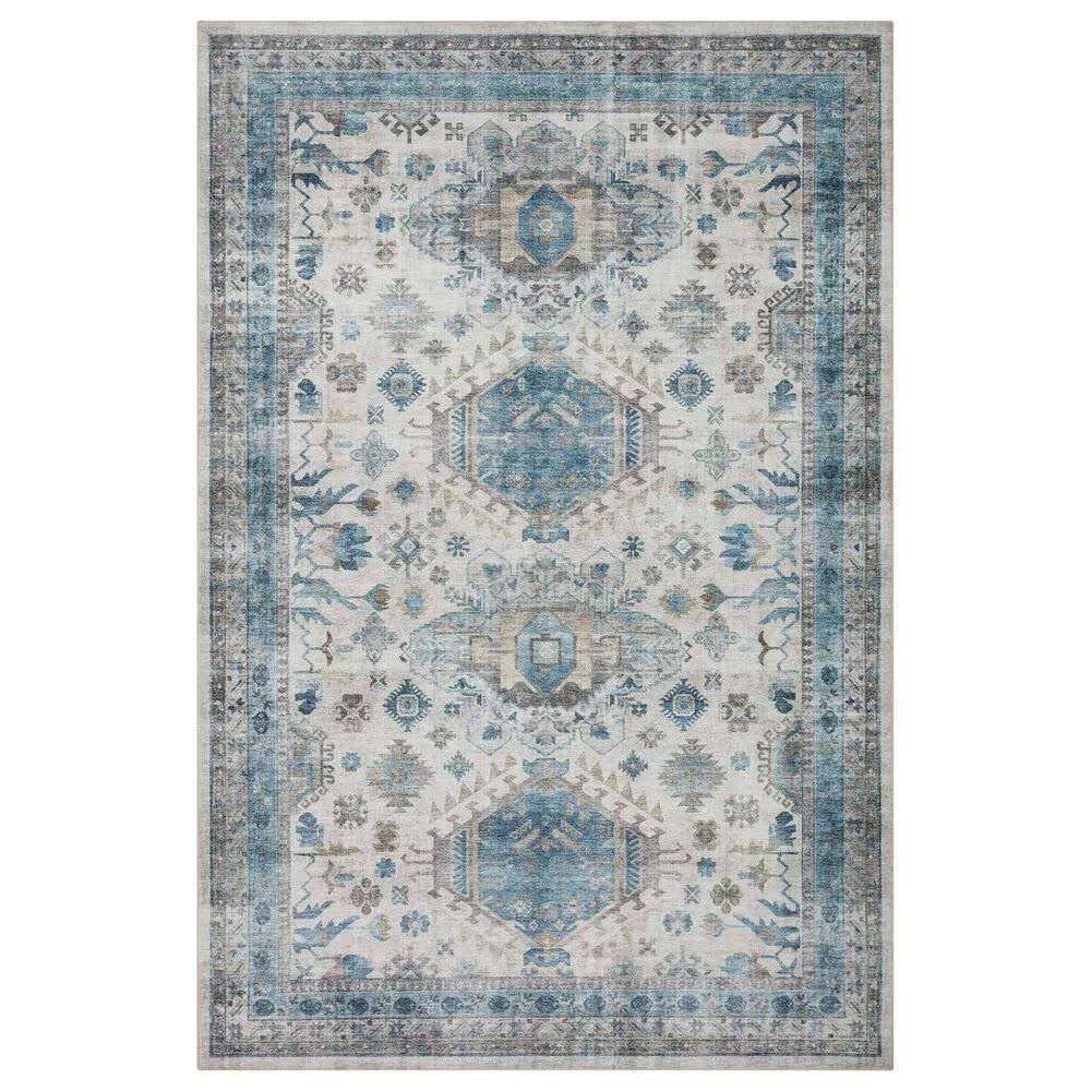 Loloi II Heidi 3'6" x 5'6" Ivory and Ocean Area Rug