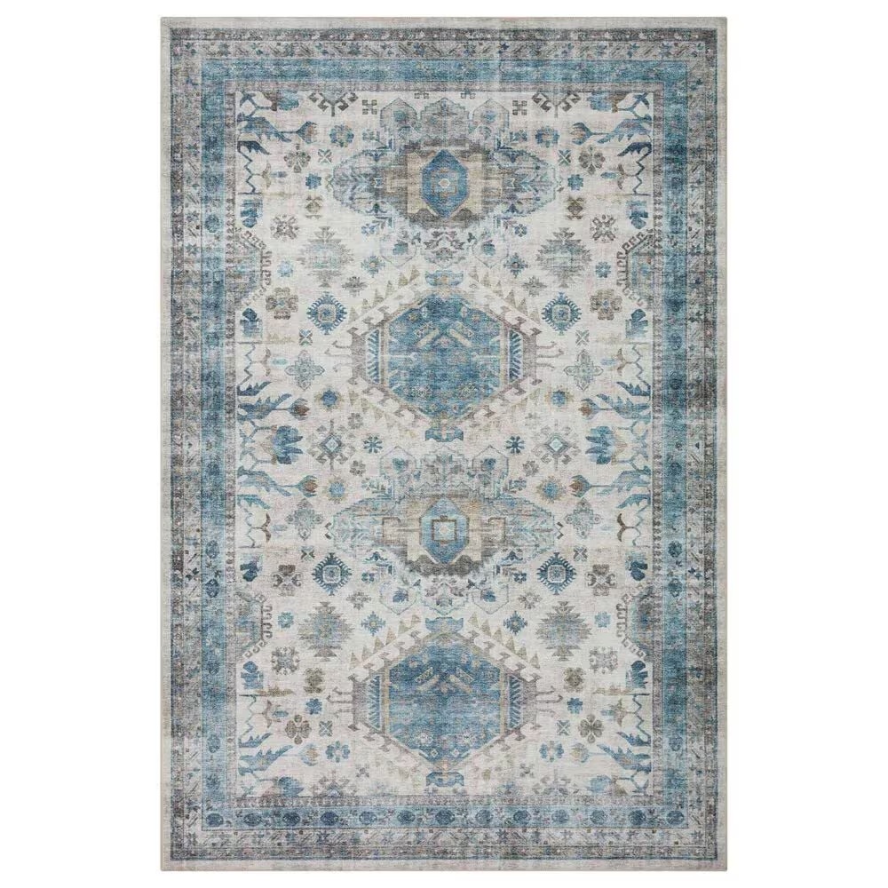 Loloi II Heidi 6' Round Ivory and Ocean Area Rug
