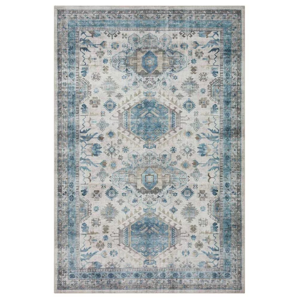 Loloi II Heidi7'6" Round Ivory and Ocean Area Rug