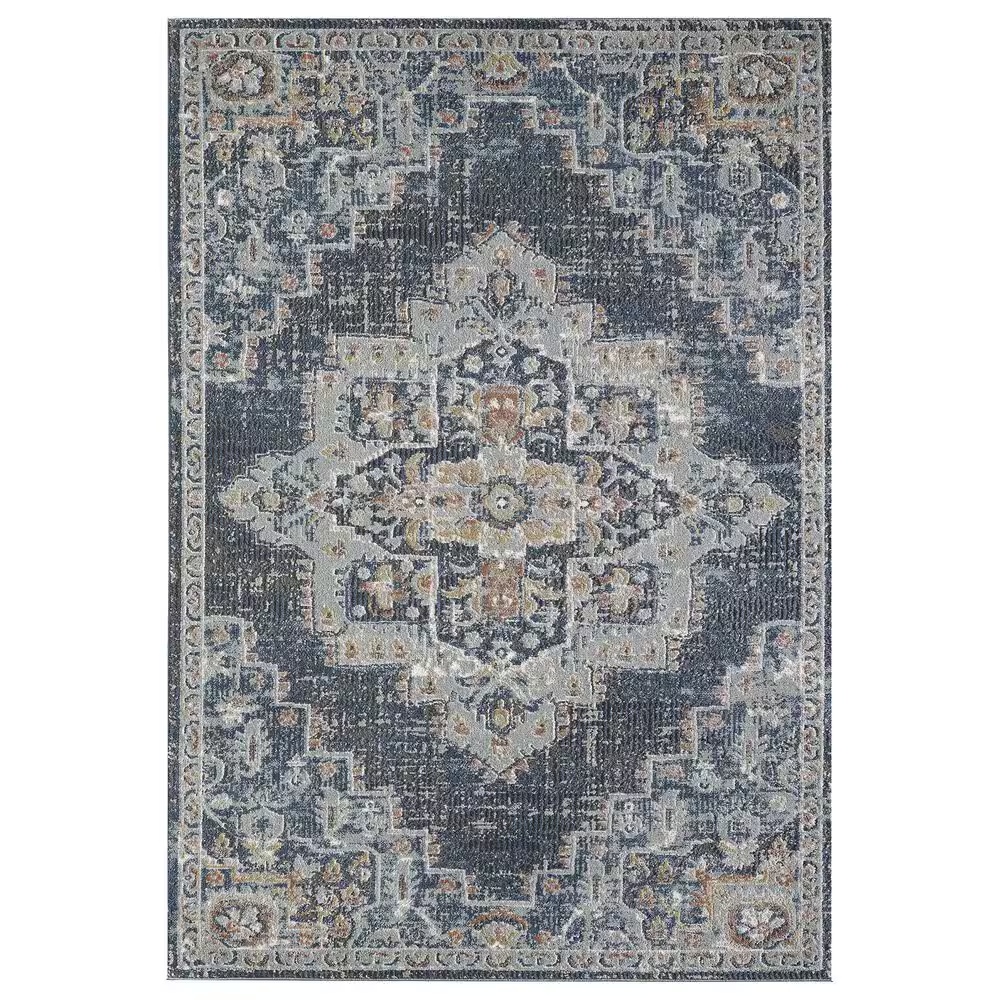 Central Oriental Orient Dorcie 6'7" x 9'2" Blue and Dark Grey Area Rug