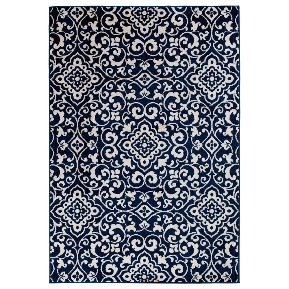 Central Oriental Terrace Tropic Mcbee 8'8" x 11'10" Sapphire and Snow Area Rug