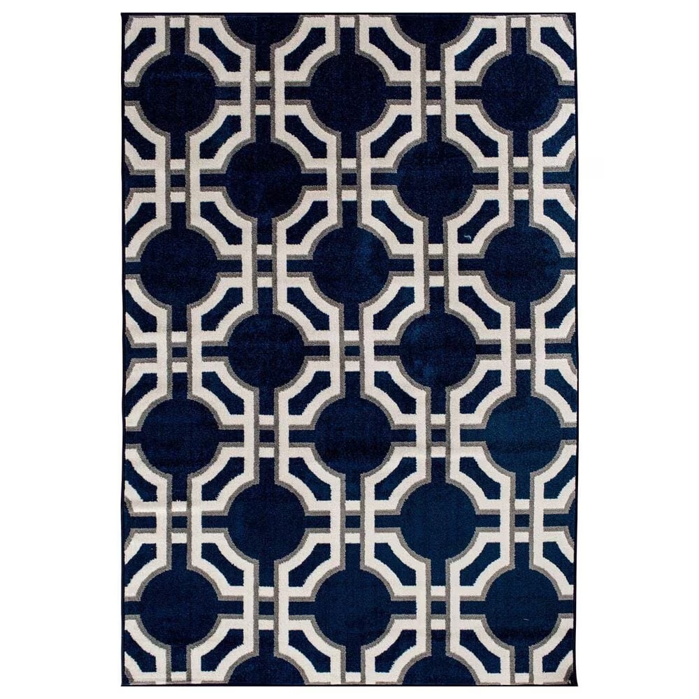 Central Oriental Terrace Tropic Dolliver 6'7" x 9'6" Sapphire Area Rug