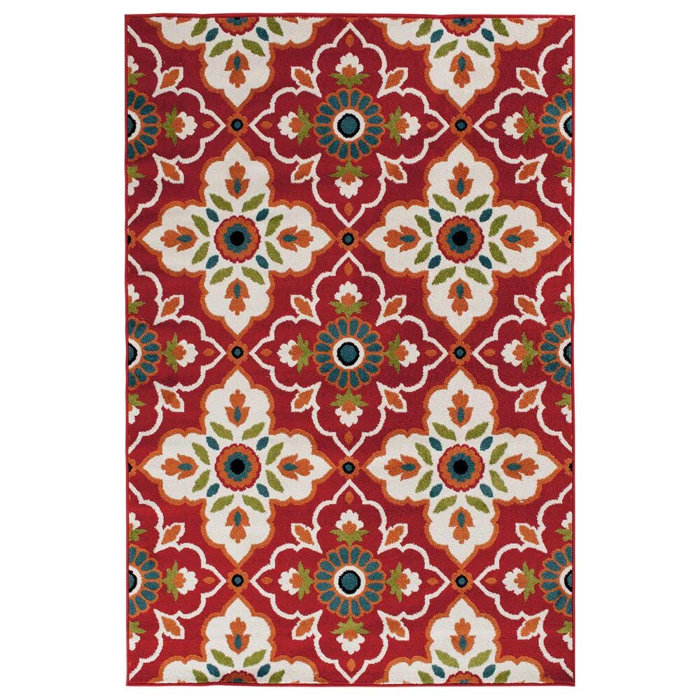 Central Oriental Terrace Tropic Bluffton 2'6" x 7'3" Coral and Snow Runner