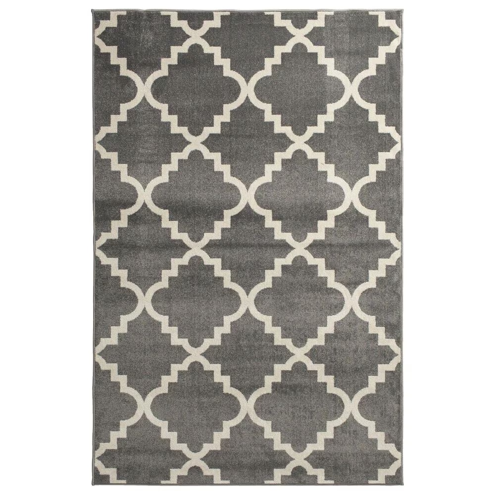 Central Oriental Terrace Tropic Taza 5' x 7'3" Stone and Snow Area Rug