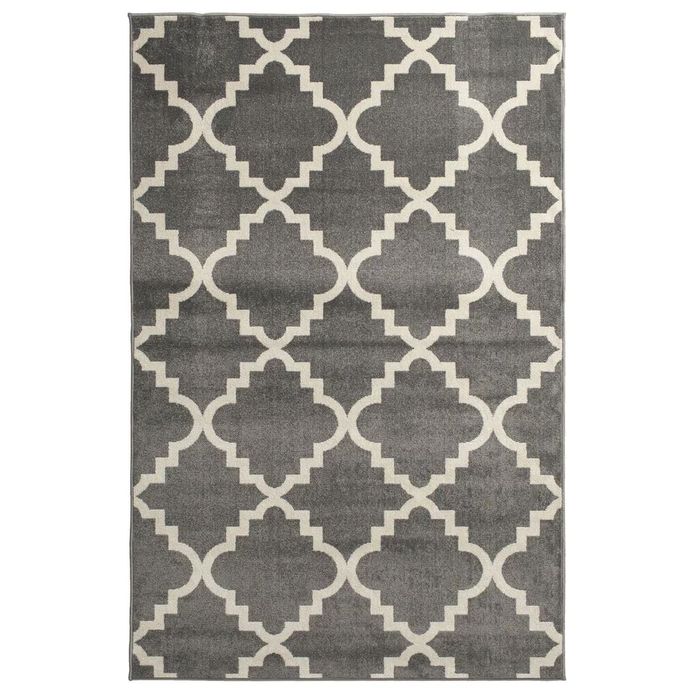 Central Oriental Terrace Tropic Taza 8'8" x 11'10" Stone and Snow Area Rug