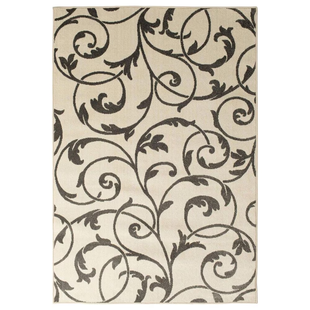 Central Oriental Terrace Tropic Macala 5' x 7'3" Snow and Stone Area Rug