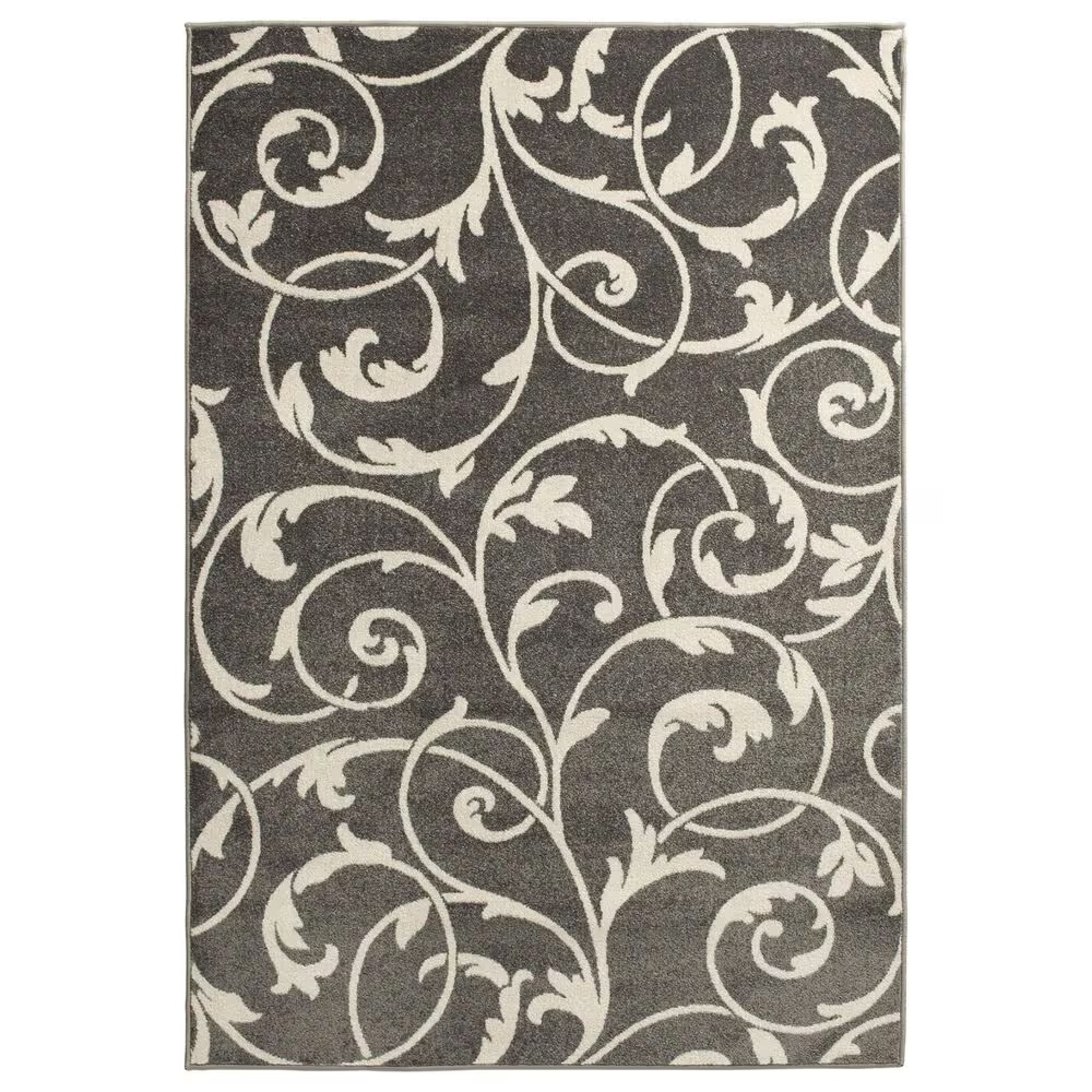 Central Oriental Terrace Tropic Macala 3'3" x 5' Stone and Snow Area Rug