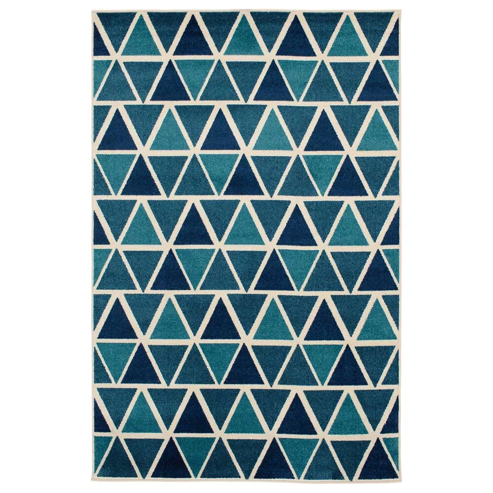 Central Oriental Terrace Tropic Isocele 2346NQ80EC.084 7'10" x 9'10" Snow and Turquoise Area Rug