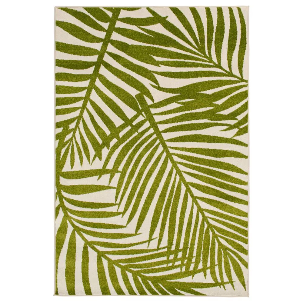 Central Oriental Terrace Tropic Tropical 7'10" x 9'10" Snow and Leaf Area Rug