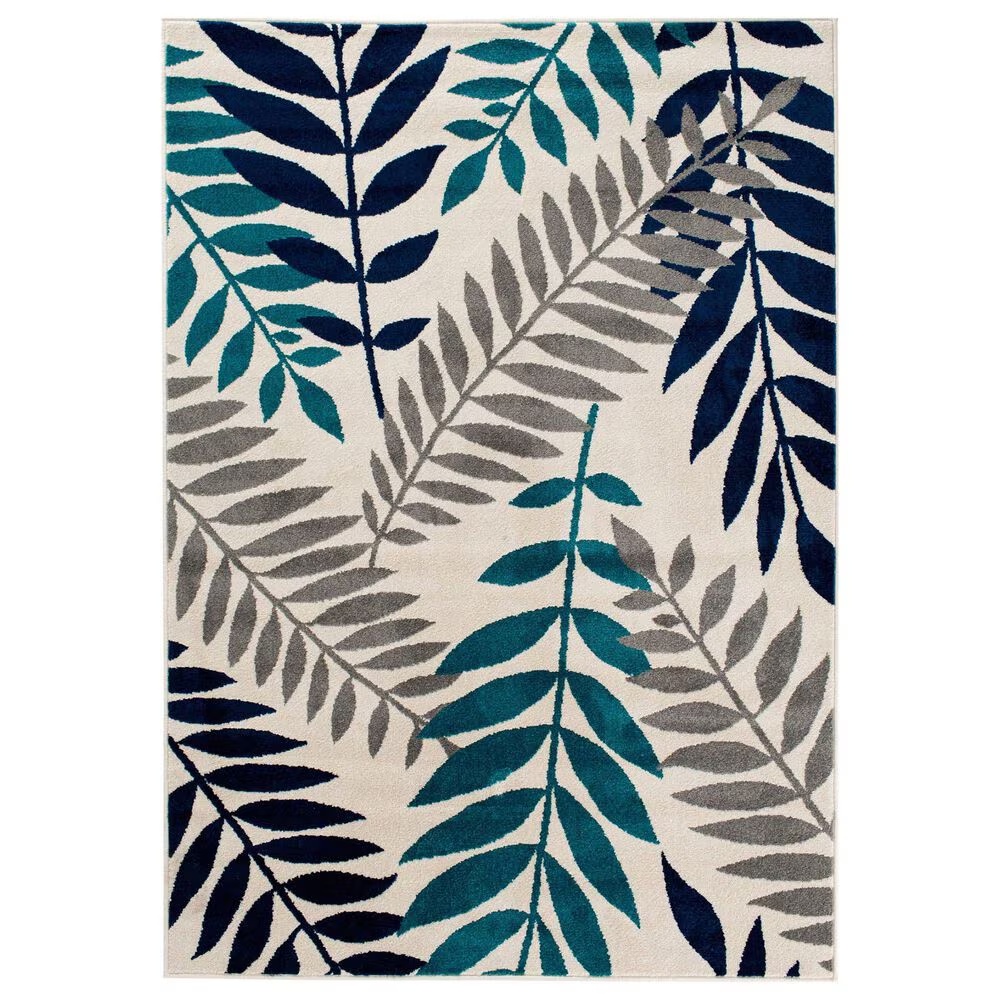 Central Oriental Terrace Tropic Blythew 2'6" x 7'3" Cloud and Metal Runner