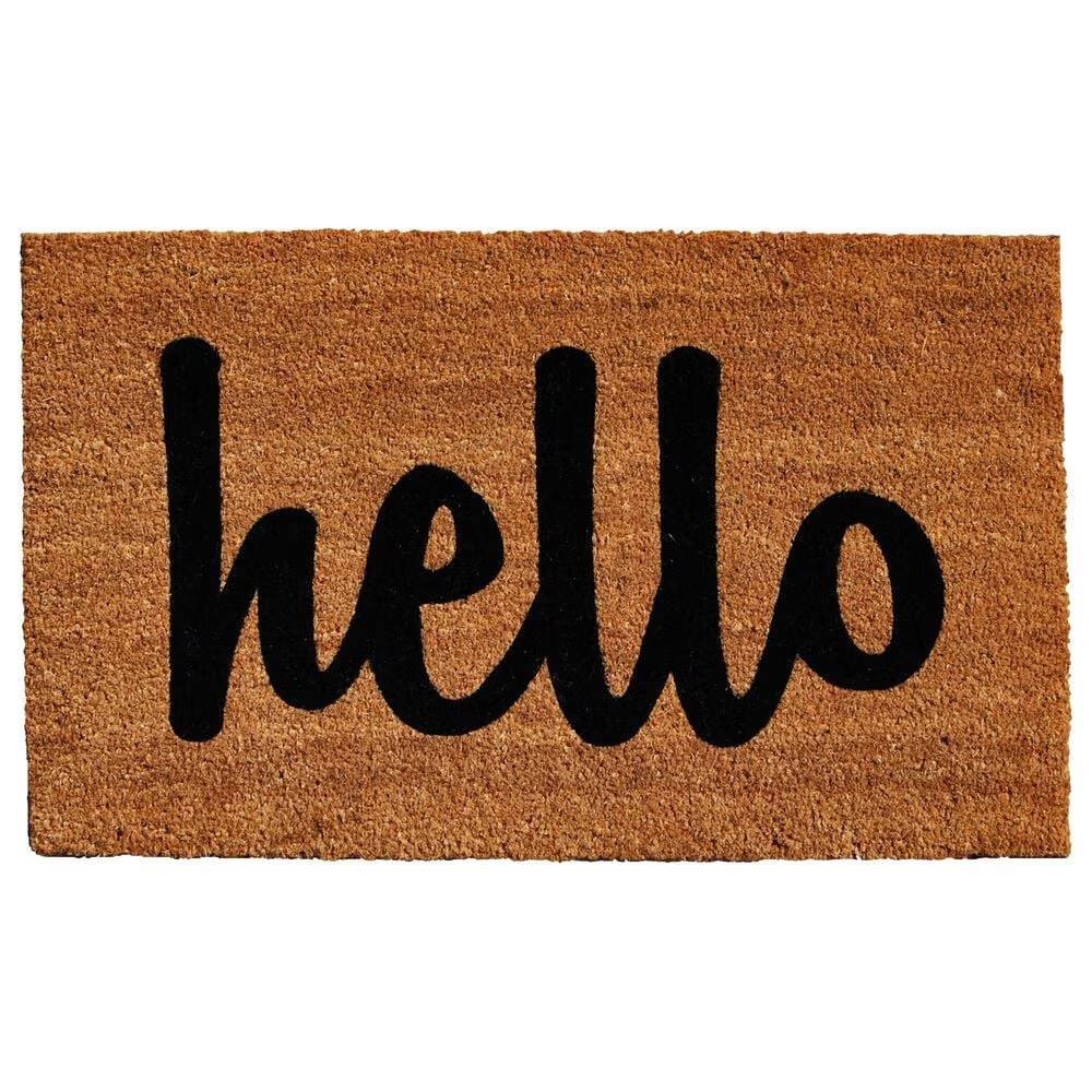 Callaway Script Hello1'5" x 2'5" Natural and Black Door Mat