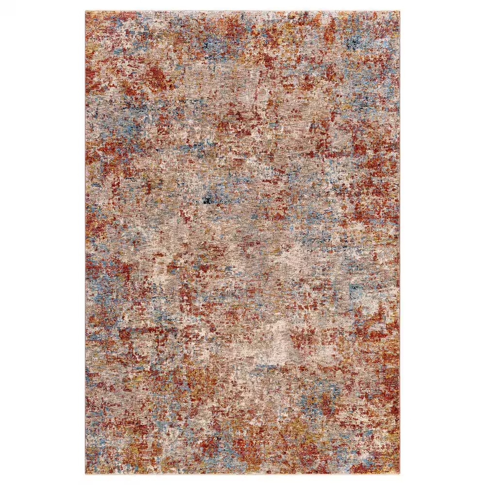 Surya Mirabel 5'3" Round Peach, Orange, Cream, Brown, Saffron and Denim Area Rug