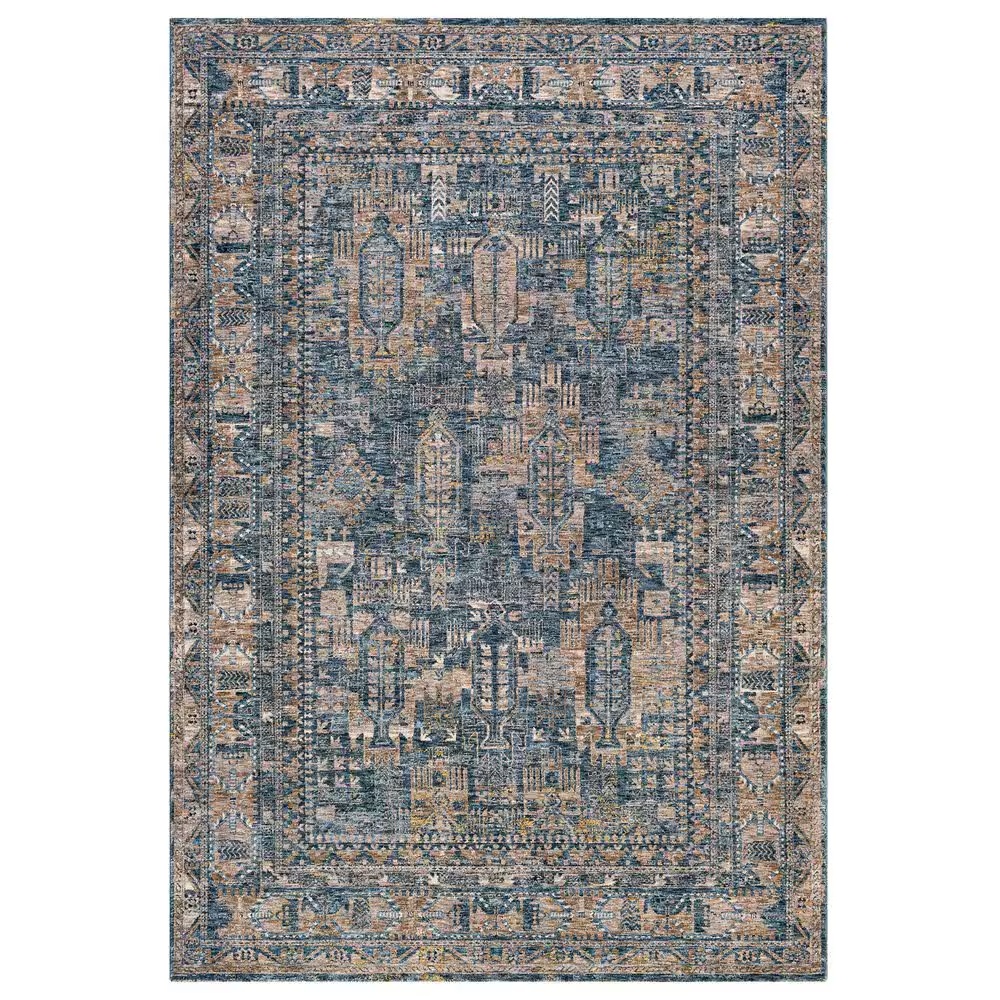 Surya Mirabel2' x 3' Navy, Denim, Cream, Brown, Saffron, Taupe and Gray Area Rug