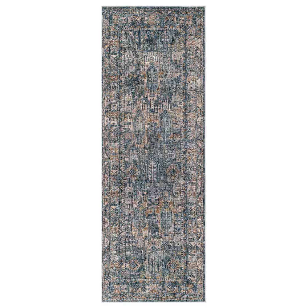 Surya Mirabel 2'7" x 10' Navy, Denim, Cream, Brown, Saffron, Taupe and Gray Runner