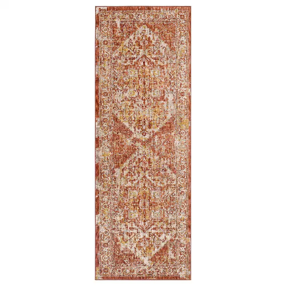Surya Mirabel 2'7" x 7'3" Peach, Orange, Cream, Brown, Saffron, Taupe, Gray and Rose Runner