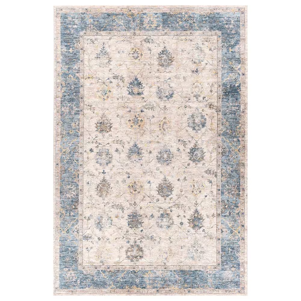 Surya Mirabel 6'7" x 9'6" Teal, Aqua, Mustard, Taupe, Beige and Gray Area Rug