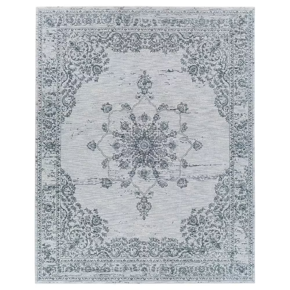 Surya Laila 6'7" Round Navy, Teal, Light Gray, Beige, Taupe and Cream Area Rug