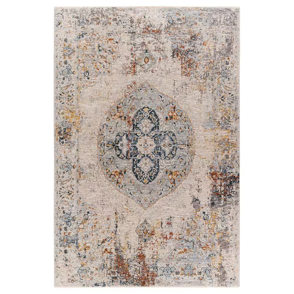 Surya Laila6'7" x 9'6" Orange, Teal, Sage, Gray, Cream and Saffron Area Rug