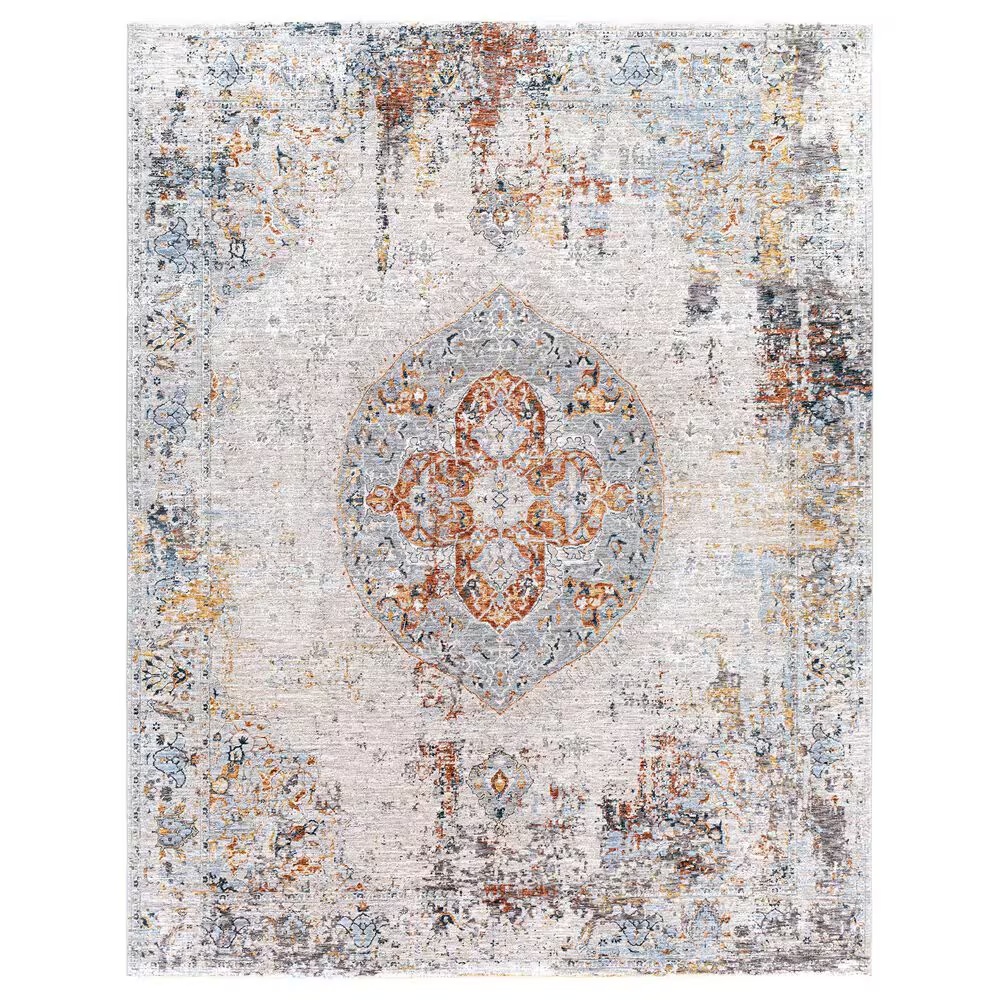 Surya Laila12' x 15' Orange, Teal, Sage, Saffron, Gray and Cream Area Rug