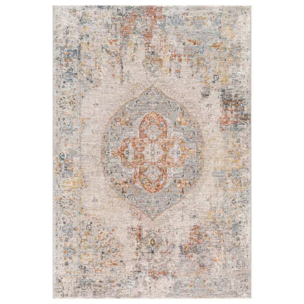 Surya Laila 2'7" x 10' Orange, Teal, Sage, Saffron, Gray and Cream Runner