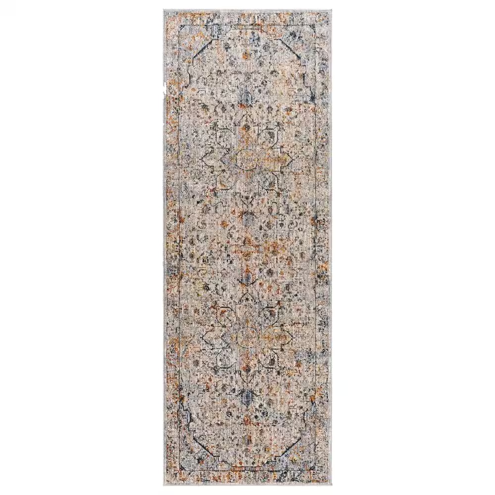 Surya Laila 2'7" x 7'3" Teal, Sage, Orange, Gray and Cream Runner