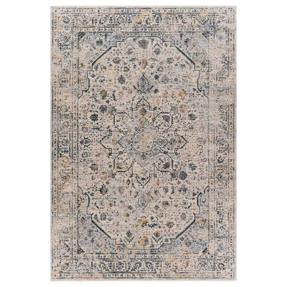 Surya Laila LAA-2311 6'7" Round Teal, Sage, Saffron, Gray and Cream Area Rug