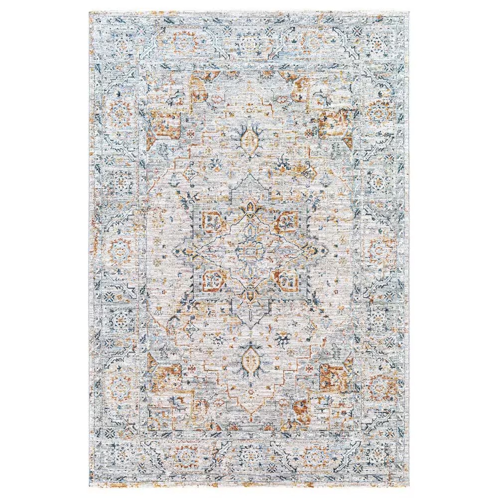 Surya Laila LAA-2312 5' x 7'6" Teal, Sage, Orange, Gray and Cream Area Rug