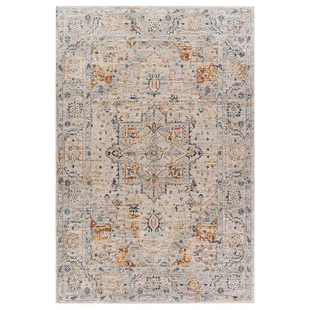 Surya Laila LAA-2312 6'7" Round Teal, Sage, Orange, Gray and Cream Area Rug
